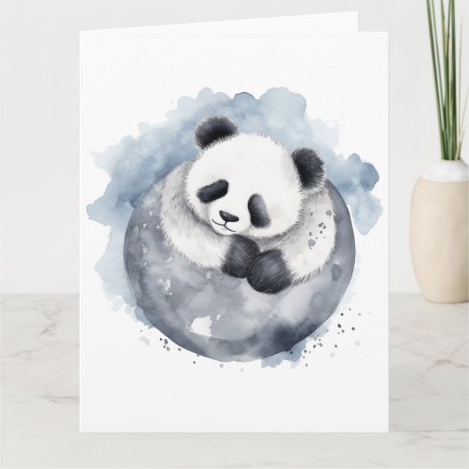 Schattig Sleepy Waterverf Panda Kaart (Voorkant)