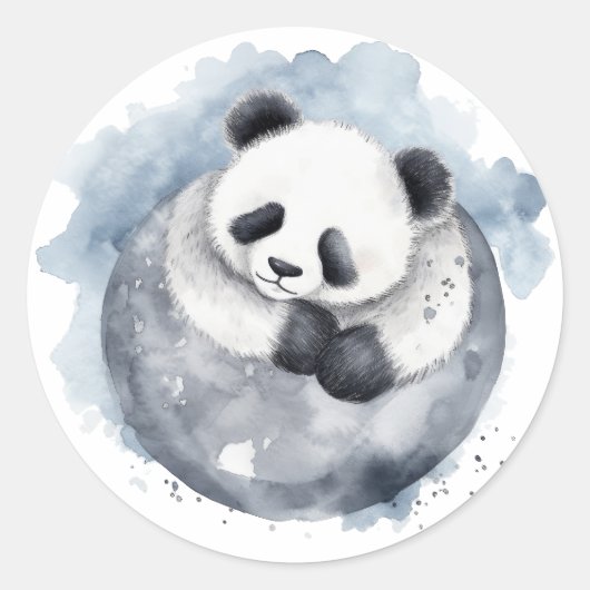 Schattig Sleepy Waterverf Panda Ronde Sticker (Voorkant)