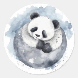 Schattig Sleepy Waterverf Panda Ronde Sticker