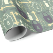 schattig sloten sleutels en kaarsenpatroon cadeaupapier (Rol Hoek)