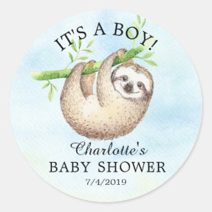 Schattig Sloth Baby shower Favor Sticker