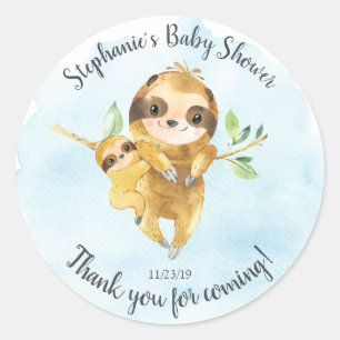 Schattig Sloth Baby shower Favor Sticker