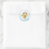 Schattig sloth Baby shower retour adreslabel Ronde Sticker (Tas)