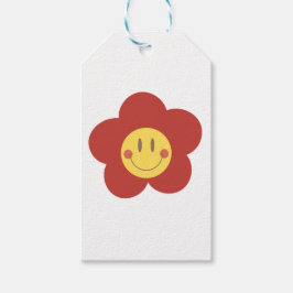 Schattig Smiley Bloem Retro Esthetiek Gelukkig Gez Cadeaulabel