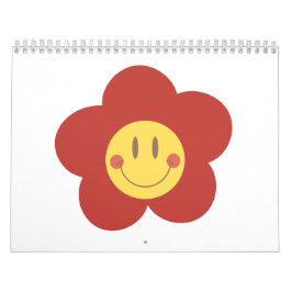 Schattig Smiley Bloem Retro Esthetiek Gelukkig Gez Kalender