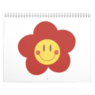 Schattig Smiley Bloem Retro Esthetiek Gelukkig Gez Kalender