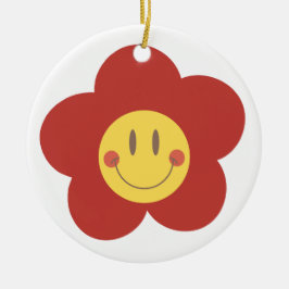 Schattig Smiley Bloem Retro Esthetiek Gelukkig Gez Keramisch Ornament