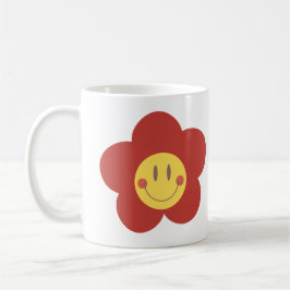 Schattig Smiley Bloem Retro Esthetiek Gelukkig Gez Koffiemok
