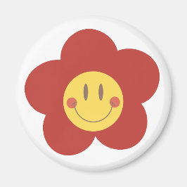Schattig Smiley Bloem Retro Esthetiek Gelukkig Gez Magneet