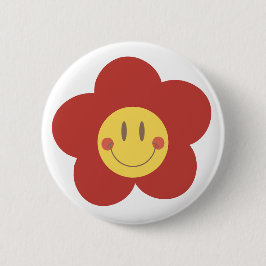 Schattig Smiley Bloem Retro Esthetiek Gelukkig Gez Ronde Button 5,7 Cm