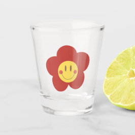 Schattig Smiley Bloem Retro Esthetiek Gelukkig Gez Shot Glas