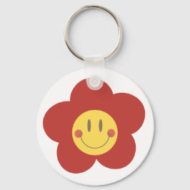 Schattig Smiley Bloem Retro Esthetiek Gelukkig Gez Sleutelhanger