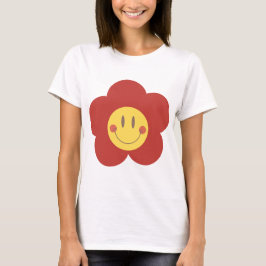 Schattig Smiley Bloem Retro Esthetiek Gelukkig Gez T-shirt