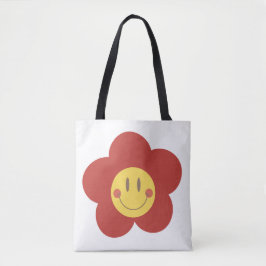 Schattig Smiley Bloem Retro Esthetiek Gelukkig Gez Tote Bag