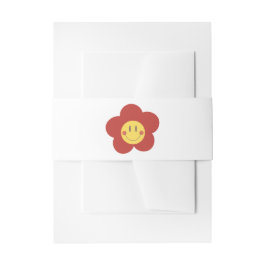 Schattig Smiley Bloem Retro Esthetiek Gelukkig Gez Uitnodigingen Wikkel