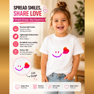 Schattig Smiley Gezicht met Hart – Minimalistische T-shirt