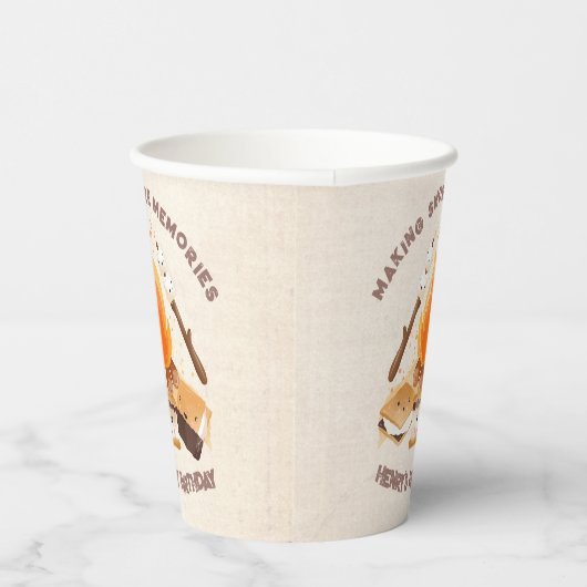 Schattig S'more kampvuur 1e verjaardag papieren be Papieren Bekers (Rechts)