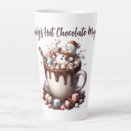 Schattig Sneeuwman Cacao Design Latte Mok (Voorkant)