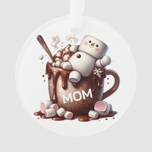 Schattig Sneeuwman Cacao Ontwerp Ornament (voorkant)