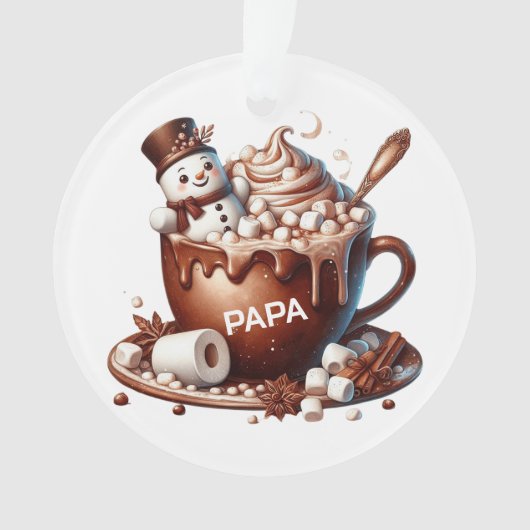 Schattig Sneeuwman Cacao Ontwerp Ornament (voorkant)