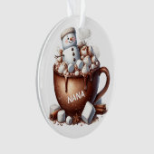 Schattig Sneeuwman Cacao Ontwerp Ornament (voorkant)