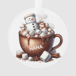 Schattig Sneeuwman Cacao Ontwerp Ornament