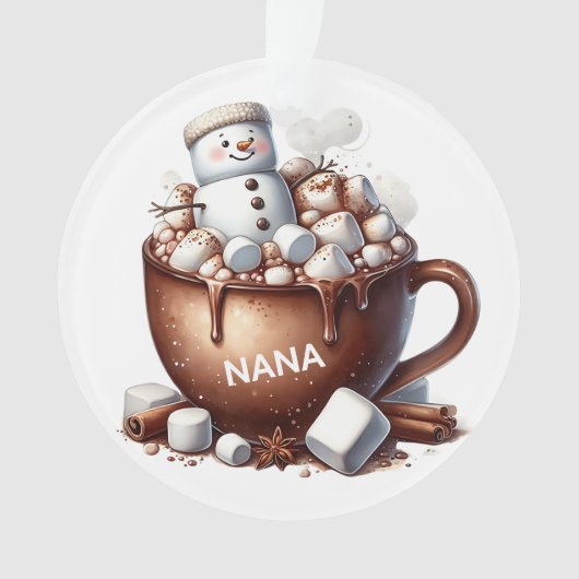 Schattig Sneeuwman Cacao Ontwerp Ornament (voorkant)