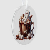 Schattig Sneeuwman Cacao Ontwerp  Ornament (voorkant)