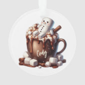 Schattig Sneeuwman Cacao Ontwerp  Ornament (achterkant)