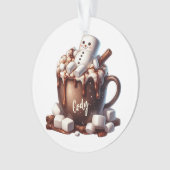 Schattig Sneeuwman Cacao Ontwerp  Ornament (voorkant)