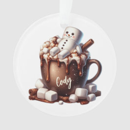 Schattig Sneeuwman Cacao Ontwerp Ornament