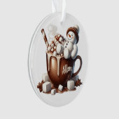 Schattig Sneeuwman Cacao Ontwerp Ornament (voorkant)