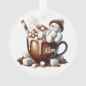 Schattig Sneeuwman Cacao Ontwerp Ornament (achterkant)