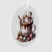Schattig Sneeuwman Cacao Ontwerp  Ornament (voorkant)