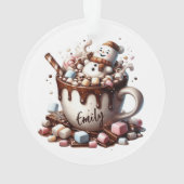 Schattig Sneeuwman Cacao Ontwerp  Ornament (achterkant)