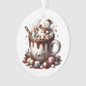 Schattig Sneeuwman Cacao Ontwerp  Ornament (voorkant)