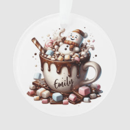 Schattig Sneeuwman Cacao Ontwerp Ornament