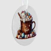 Schattig Sneeuwman Cacao Ontwerp Ornament (voorkant)