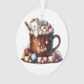 Schattig Sneeuwman Cacao Ontwerp Ornament (voorkant)