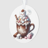 Schattig Sneeuwman Cacao Ontwerp Ornament (voorkant)