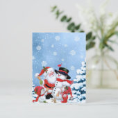schattig sneeuwman en kerstman briefkaart (Staand voorkant)