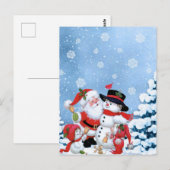 schattig sneeuwman en kerstman briefkaart (Voorkant / Achterkant)