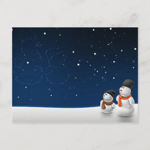 schattig sneeuwman in liefde briefkaart