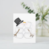 Schattig Sneeuwmannen Paar Kust Feestdagenkaart (Staand voorkant)