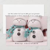 Schattig sneeuwmannenpaar met sjaals in de winter feestdagenkaart (Voorkant / Achterkant)