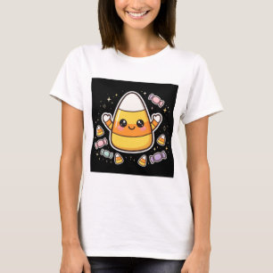 Schattig Snoep Mais Halloween Karakter T-shirt