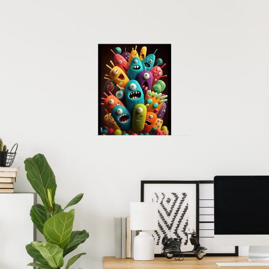 Schattig Snoep Monsters Poster (Thuiskantoor)
