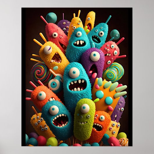 Schattig Snoep Monsters Poster (Voorkant)