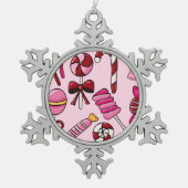 Schattig Snoep Tin Sneeuwvlok Ornament (Voorkant)