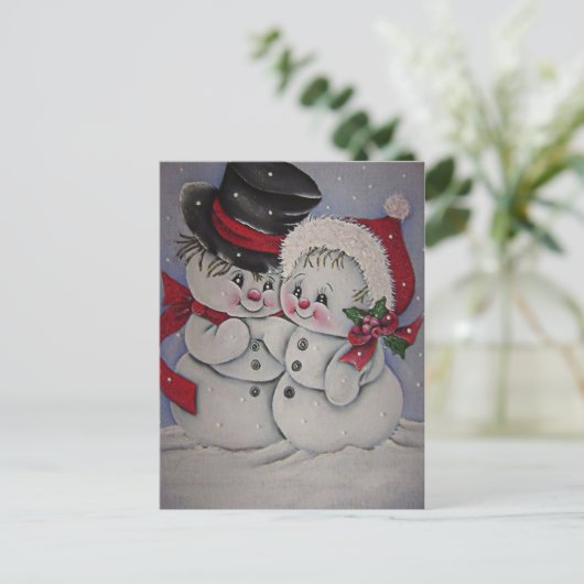 schattig Snowman Briefkaart (Staand voorkant)